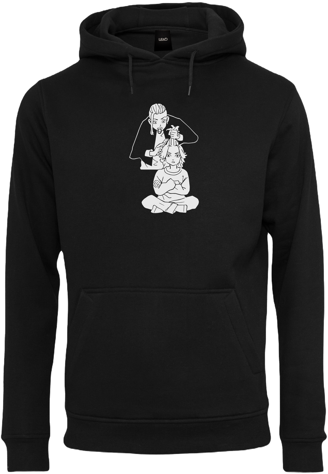 sweat a capuche noir avec un design mikey et draken de tokyo revengers