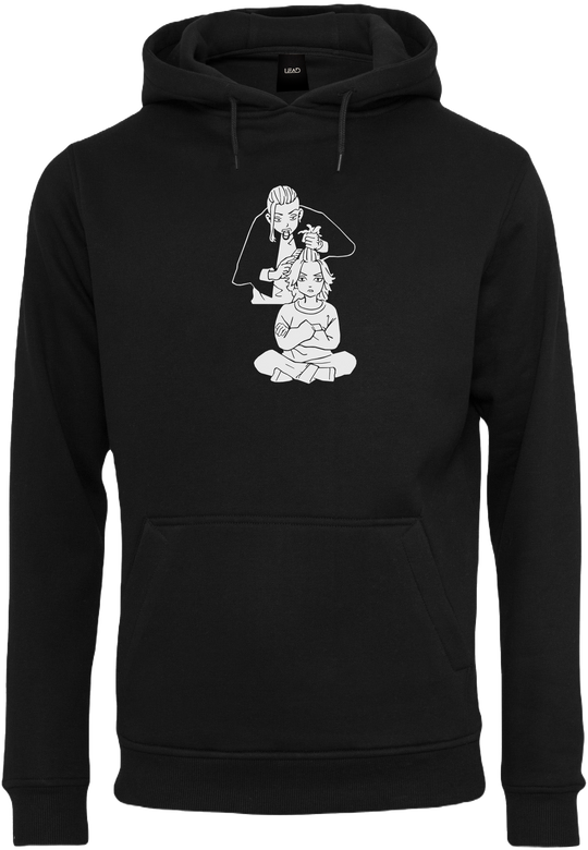 sweat a capuche noir avec un design mikey et draken de tokyo revengers