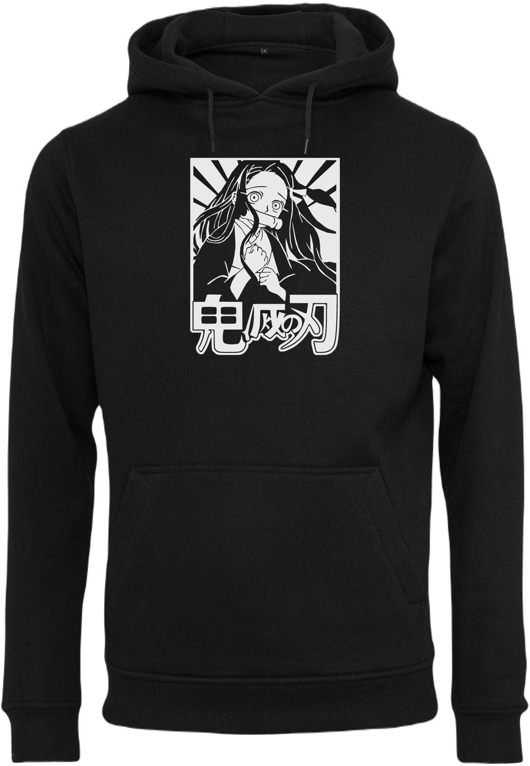 sweat à capuche noir avec un design nezuko de kimetsu no yaiba