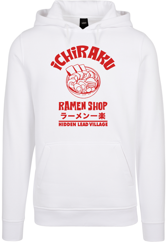 sweat à capuche blanc avec un design ichiraku de naruto