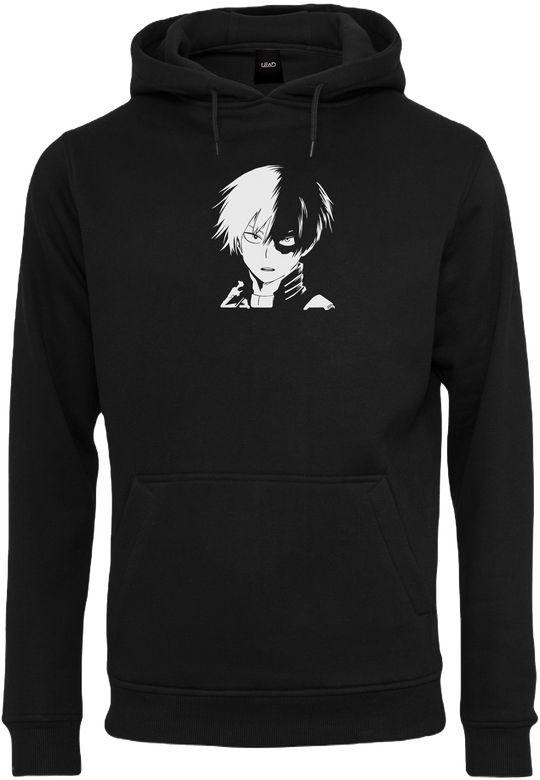 sweat a capuche noir avec un design Shoto de boku no hero academia